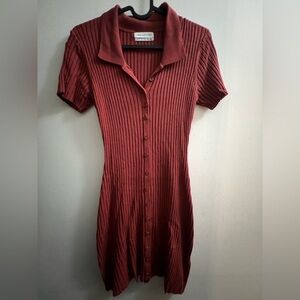 Urban Outfitters Ribbed Rust Midi Dress